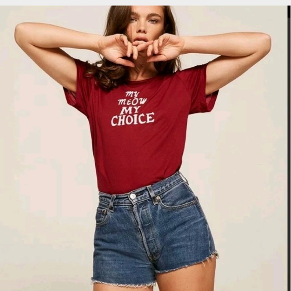 Reformation Tops - REFORMATION My Meow My Choice Graphic Action Tee